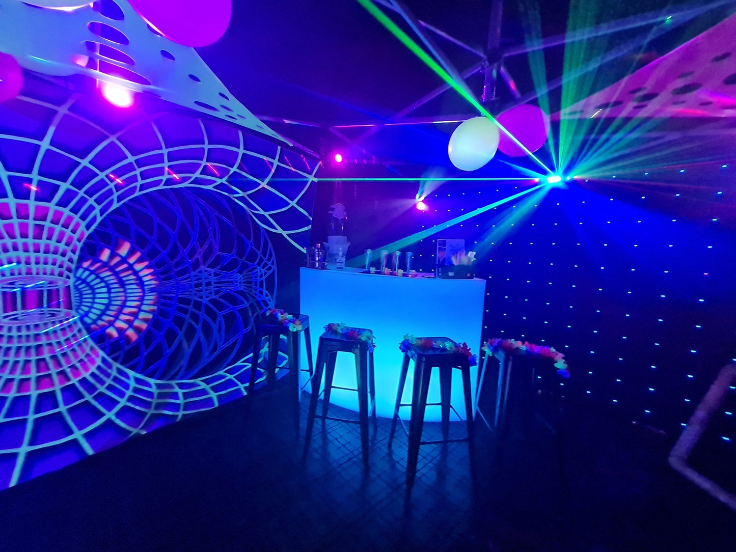 UV Rave Cave Party Tent Hire 3x9m