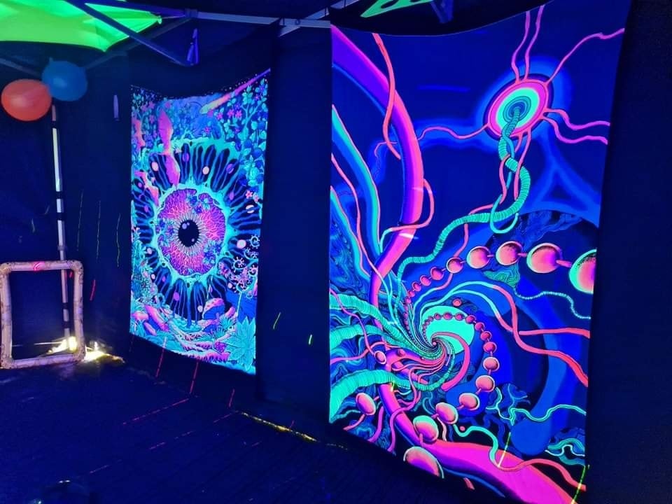 UV Psychedelic Party Tent Hire 3x4.5m