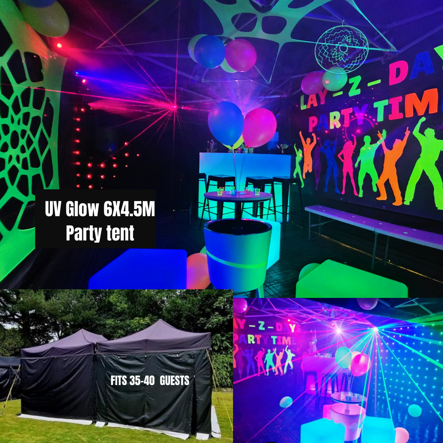 UV Glow Party Tent Hire 6x4.5m