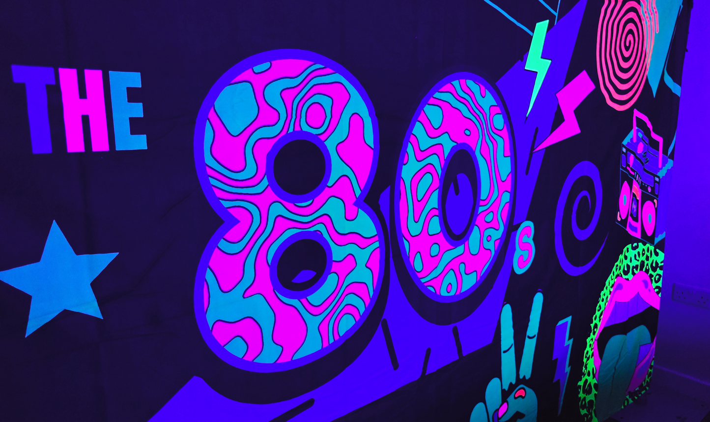 80s party uv reactive wall hanging tapestry