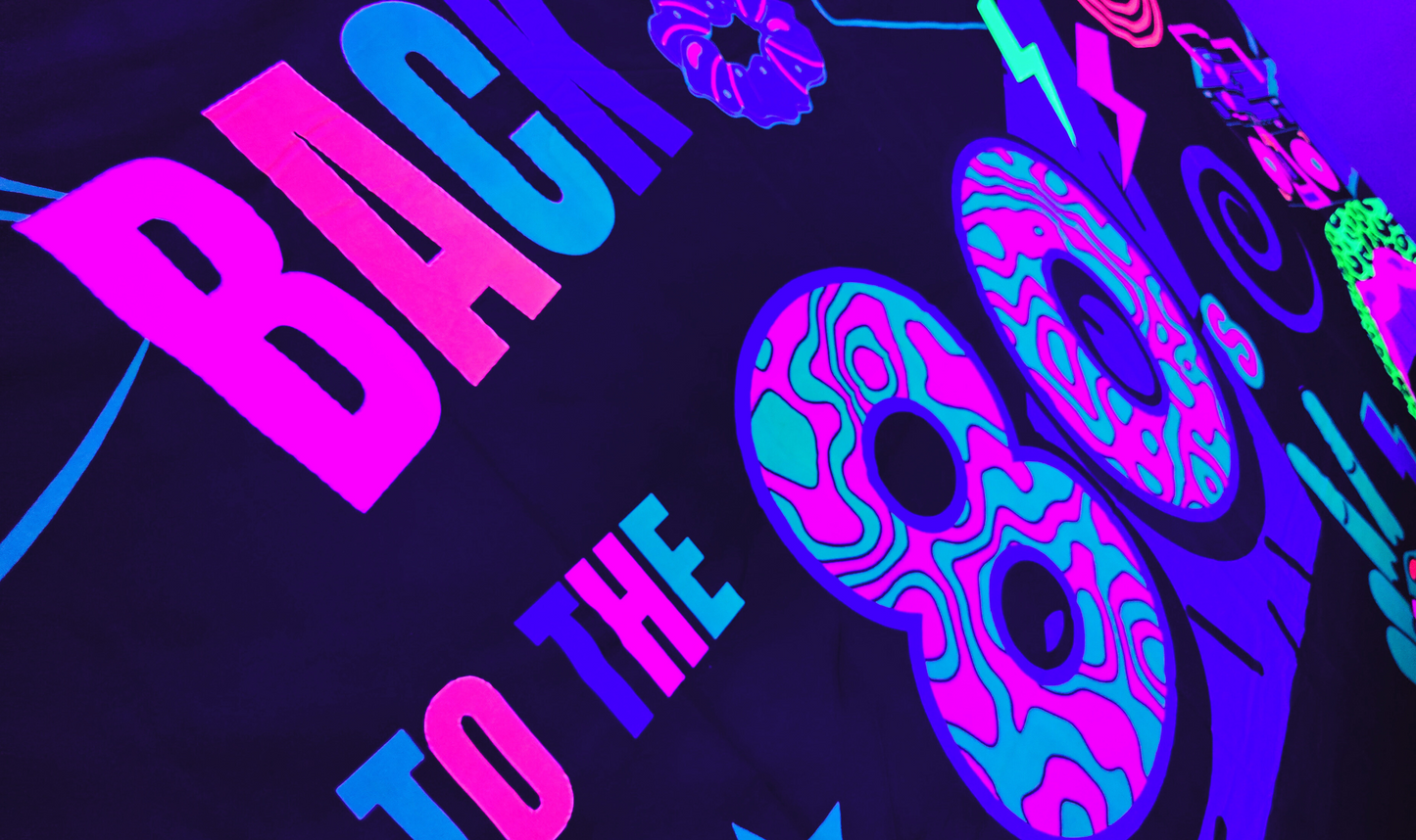 80s party uv reactive wall hanging tapestry