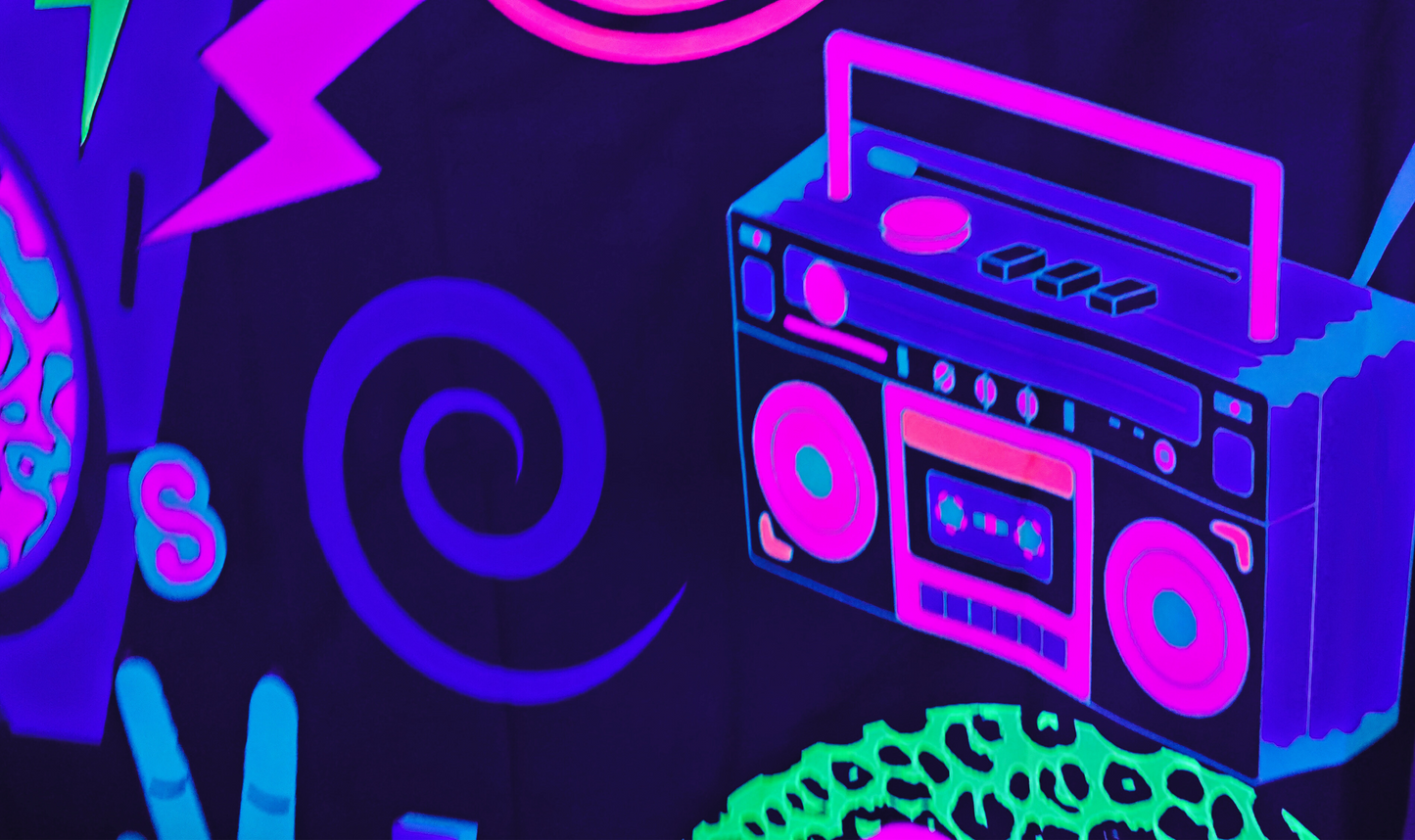 80s party uv reactive wall hanging tapestry