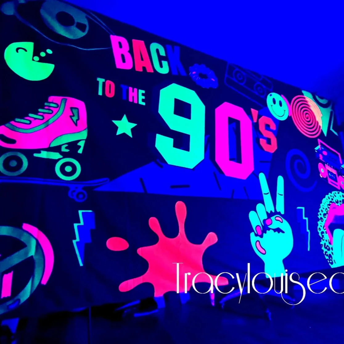 Uv Back to the 90s party tapestry wall hanging for events