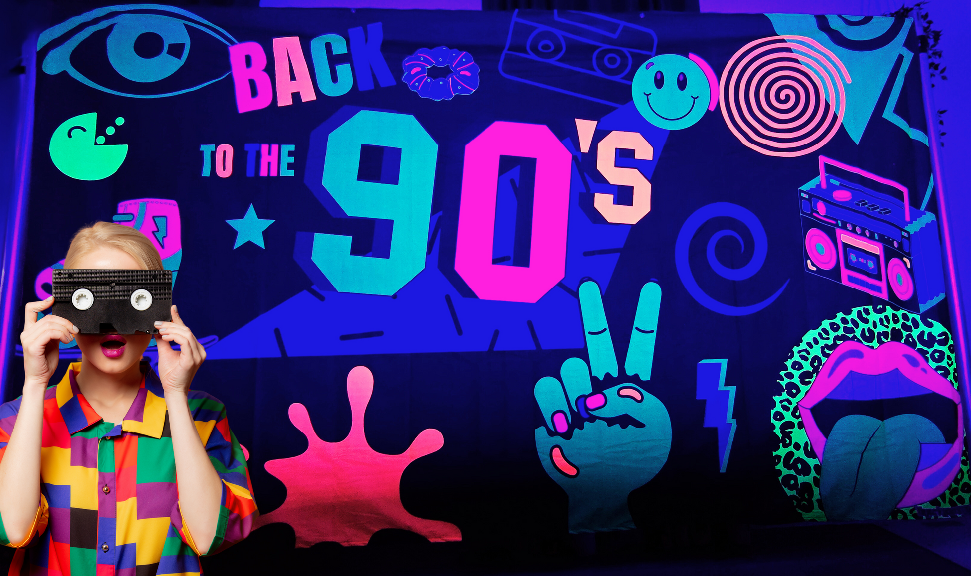 uv back to the 90s wall hanging decoration tapestries for 90s party event
