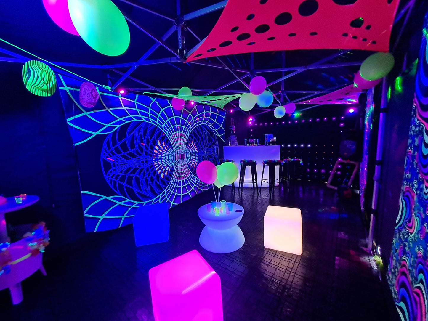 UV Rave cave party tent hire Shropshire
