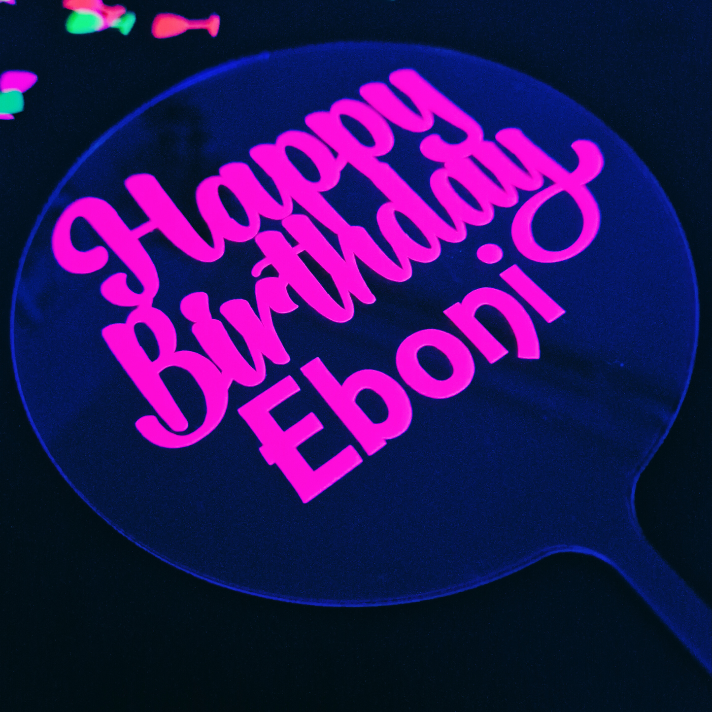 Uv Glow Personalised cake Topper