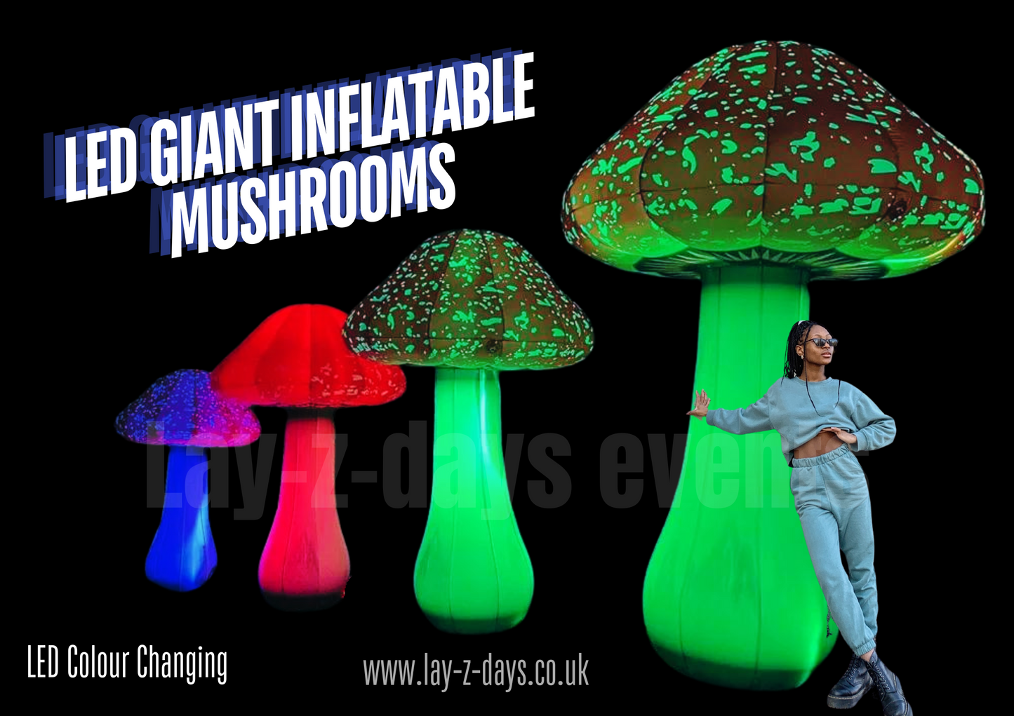 led colour changing inflatable decor mushroom