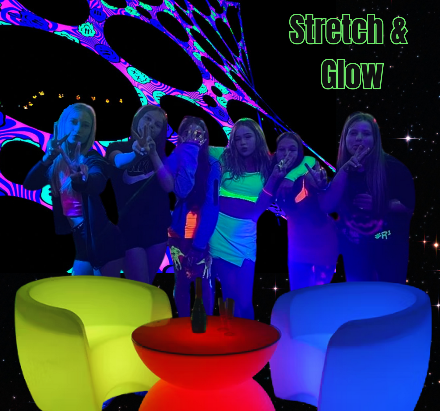 UV Happy Rave stretch decor