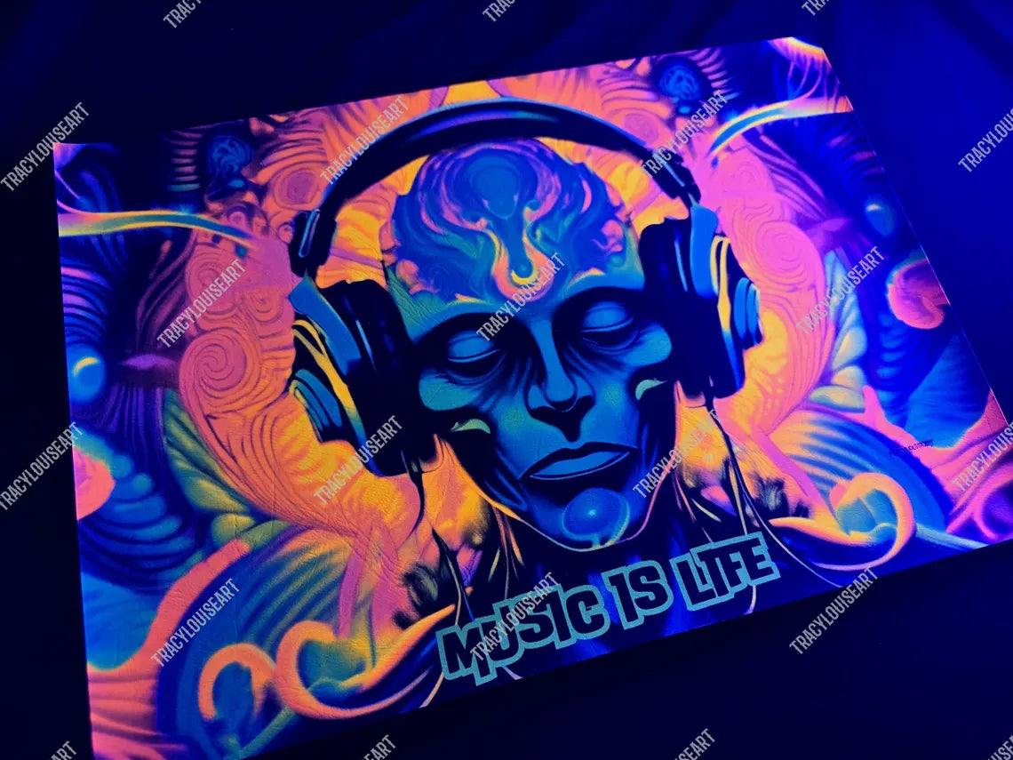 Uv Reactive Alien Mantra print, A4, A3, wall art, poster