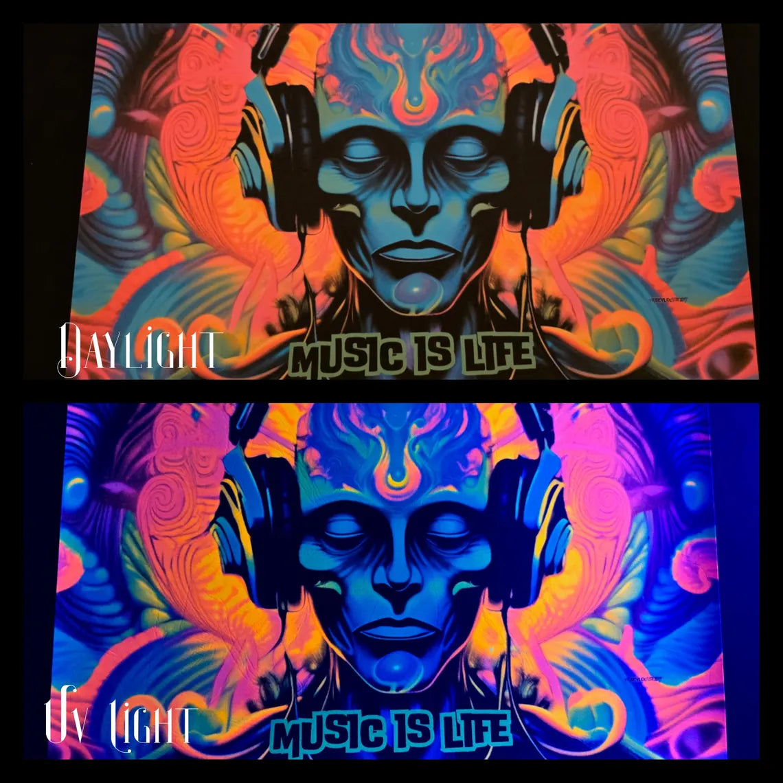 Uv Reactive Alien Mantra print, A4, A3, wall art, poster