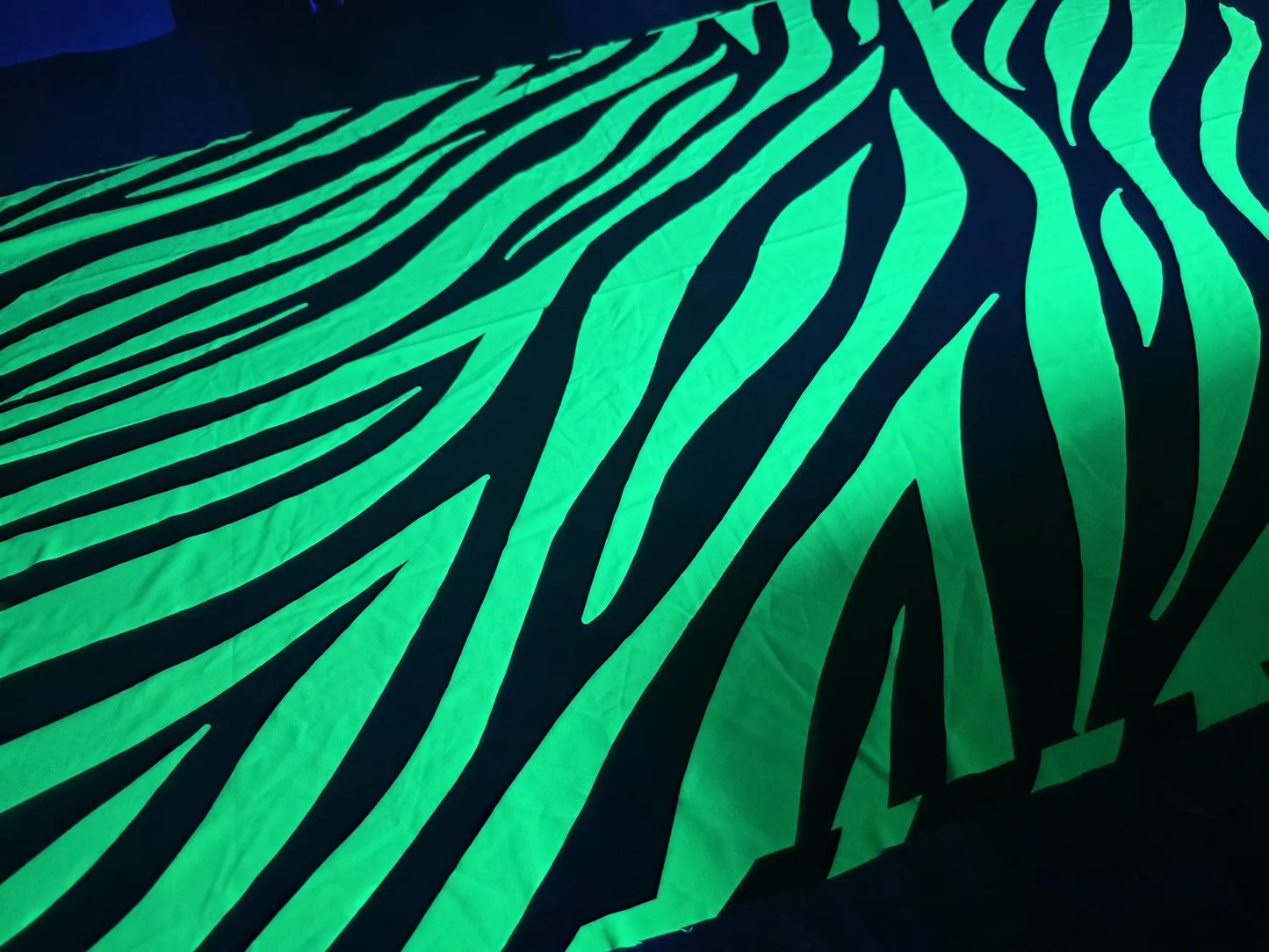 UV Green zebra neon print fabric