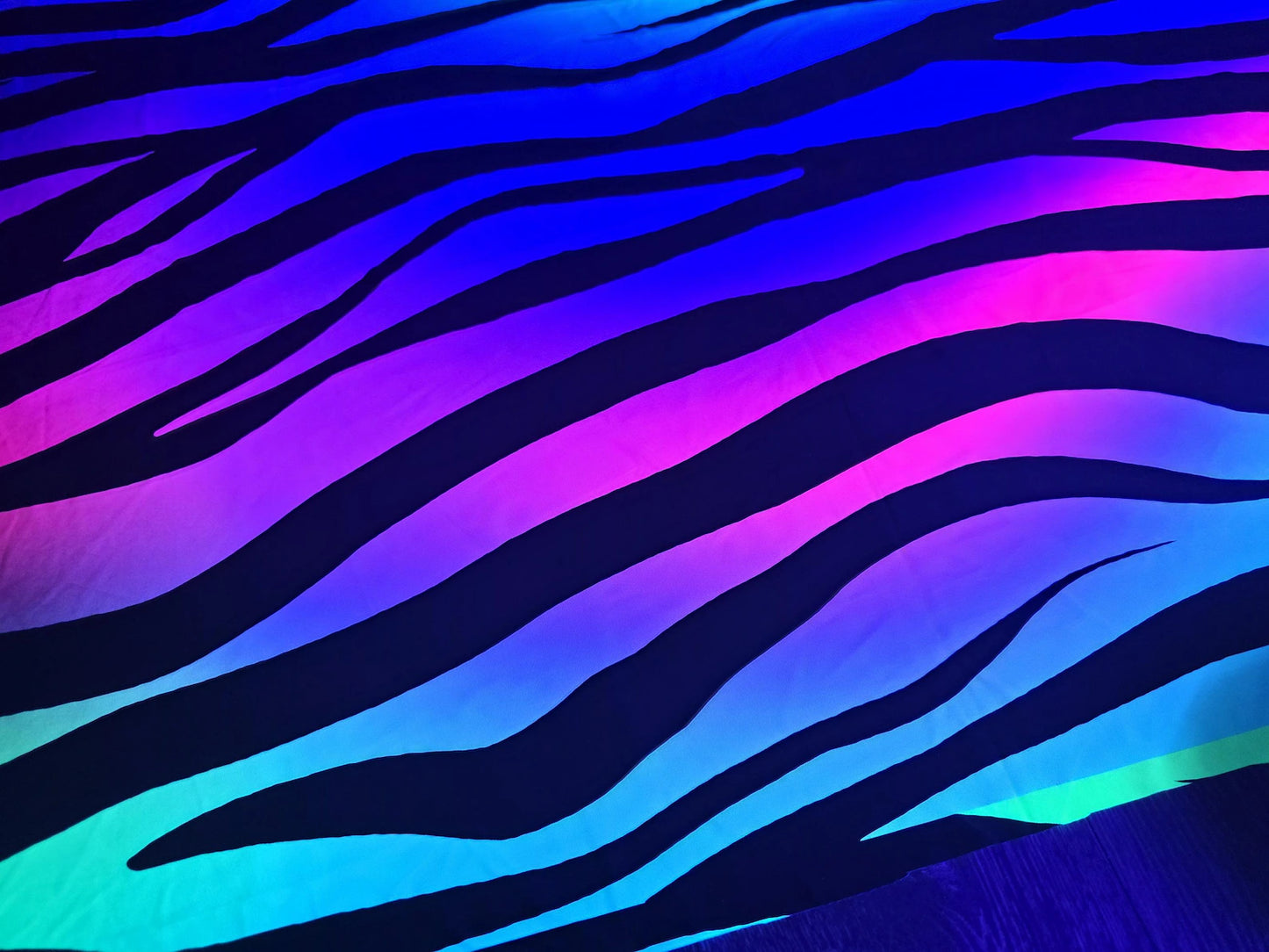 UV Rainbow zebra neon print fabric