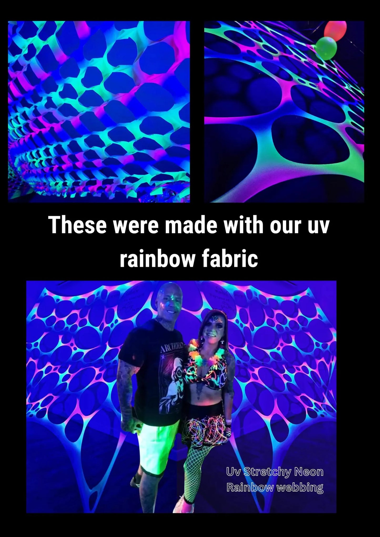 UV Rainbow neon print fabric