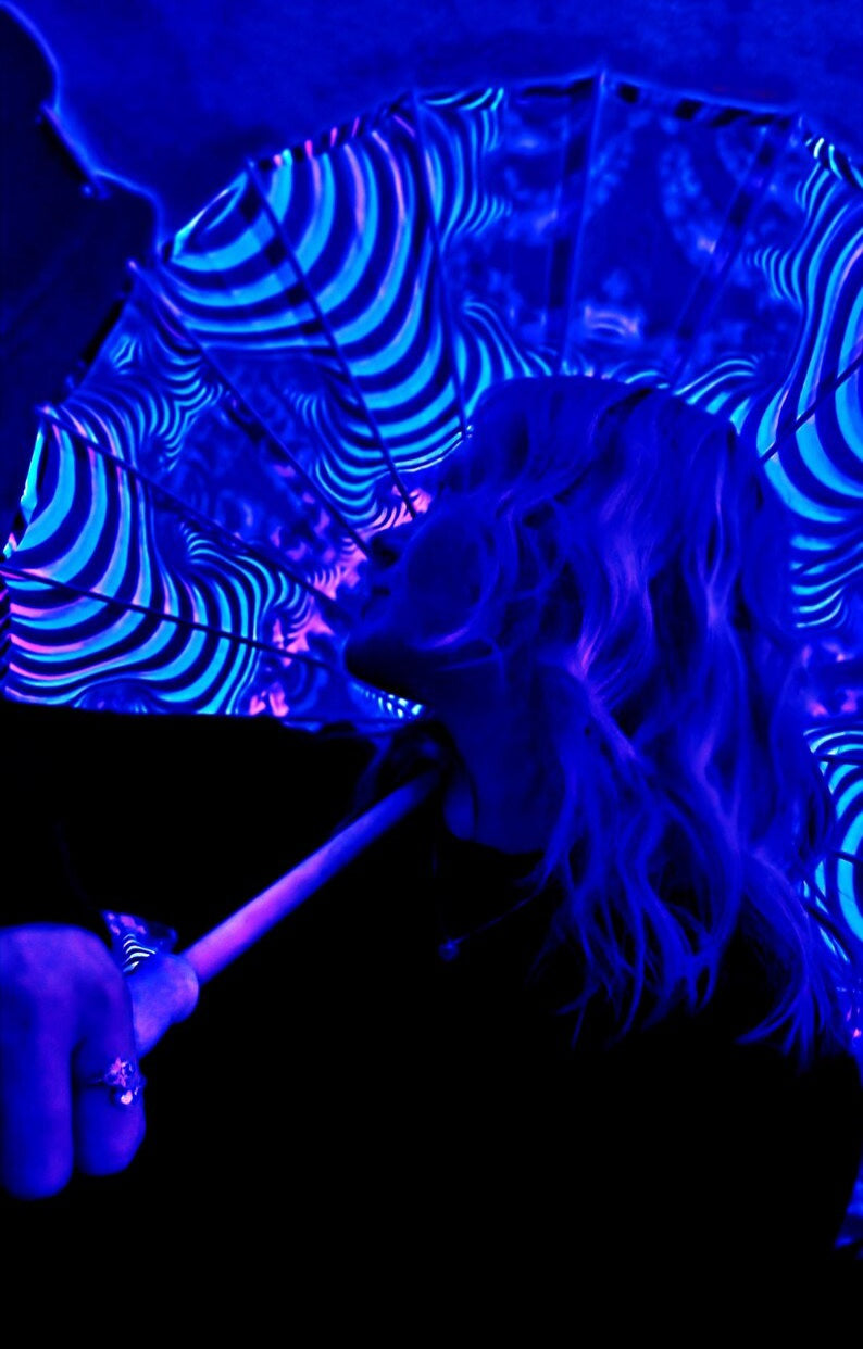 Uv reactive festival rave blacklight parasol