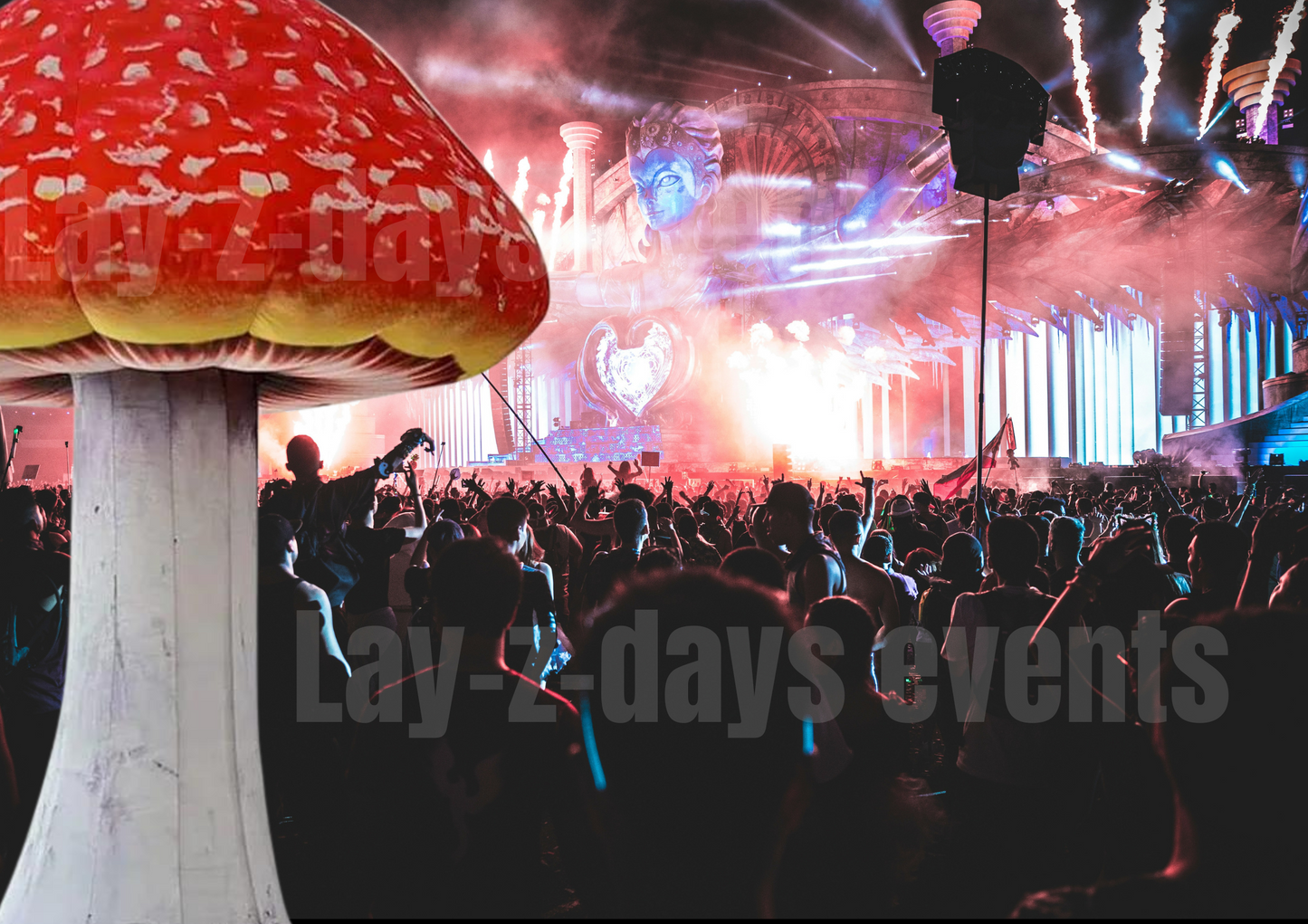 led colour changing inflatable decor mushroom