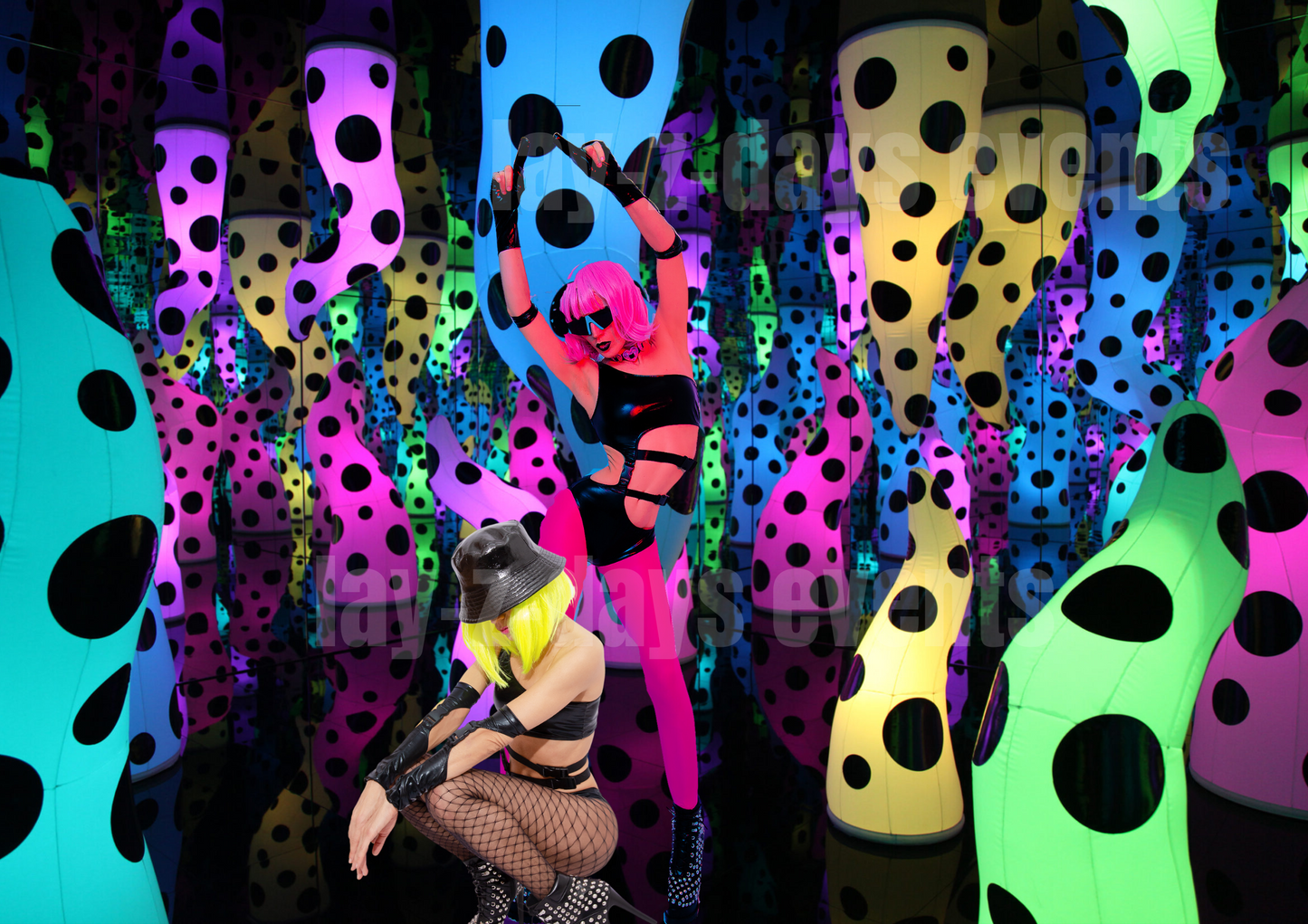 inflatable event décor tentacles that light up with polka dot display