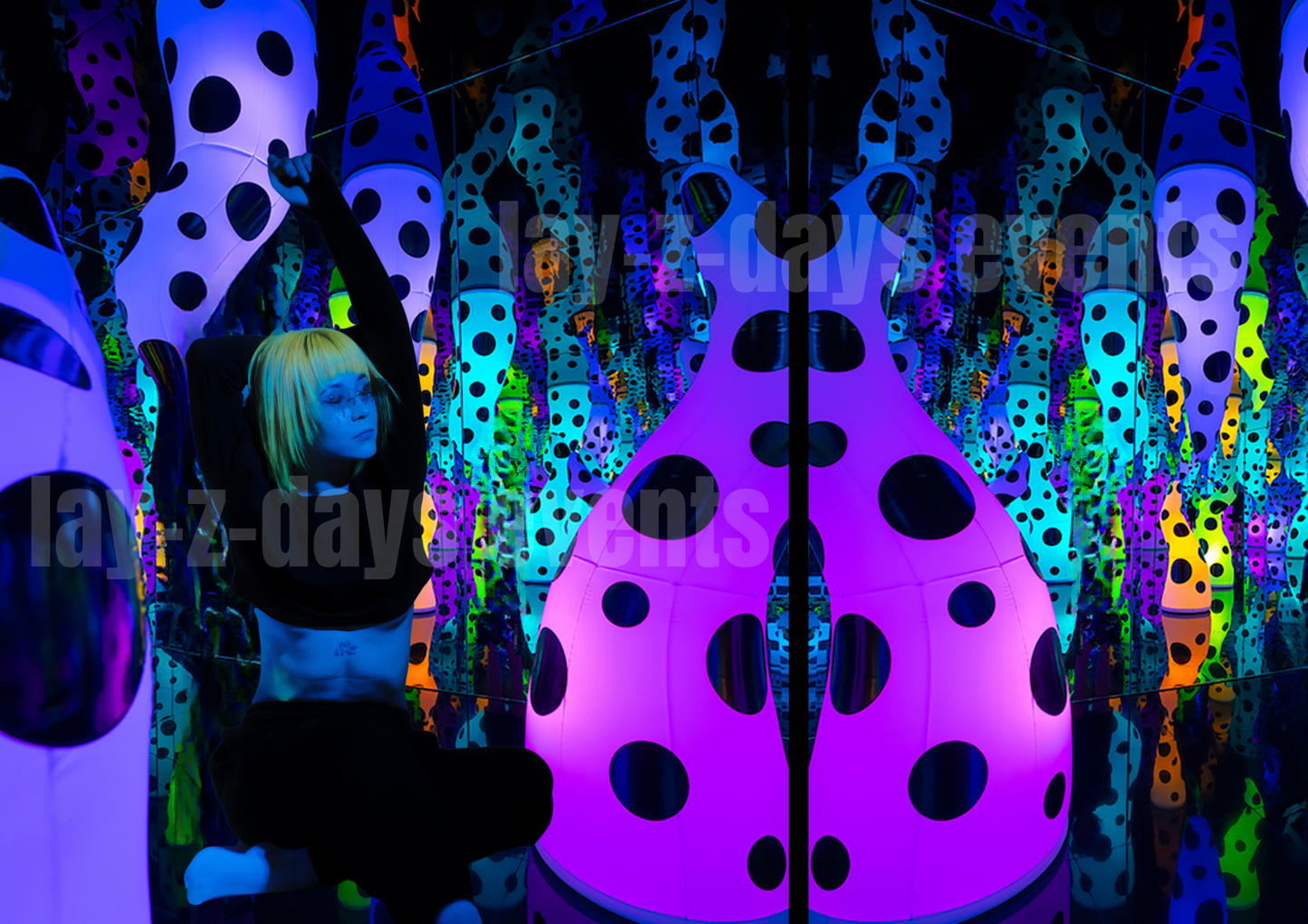 inflatable event décor tentacles that light up with polka dot display