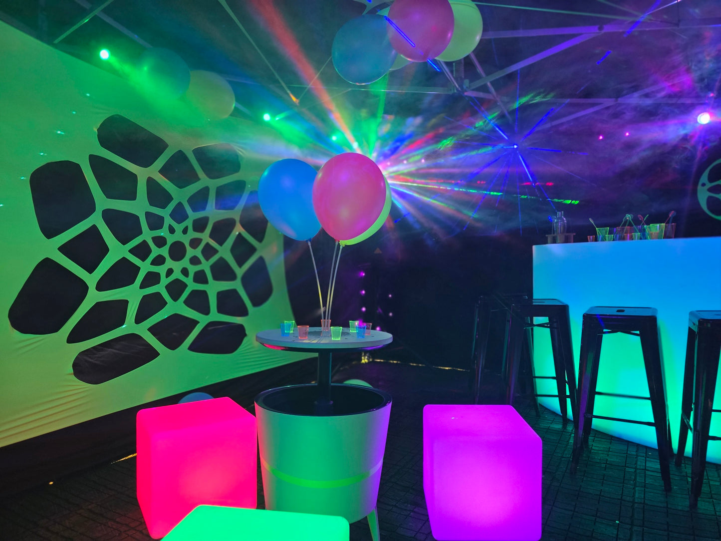 uv glow party tent hire