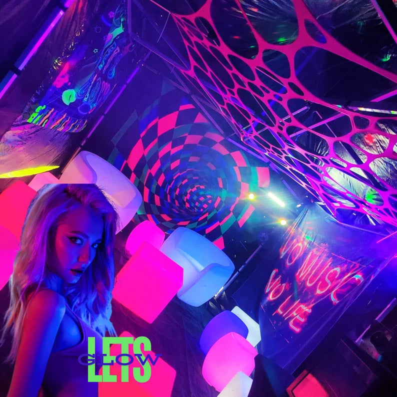 uv reactive stretch pink neon tapestry party wall hanging decoration for events