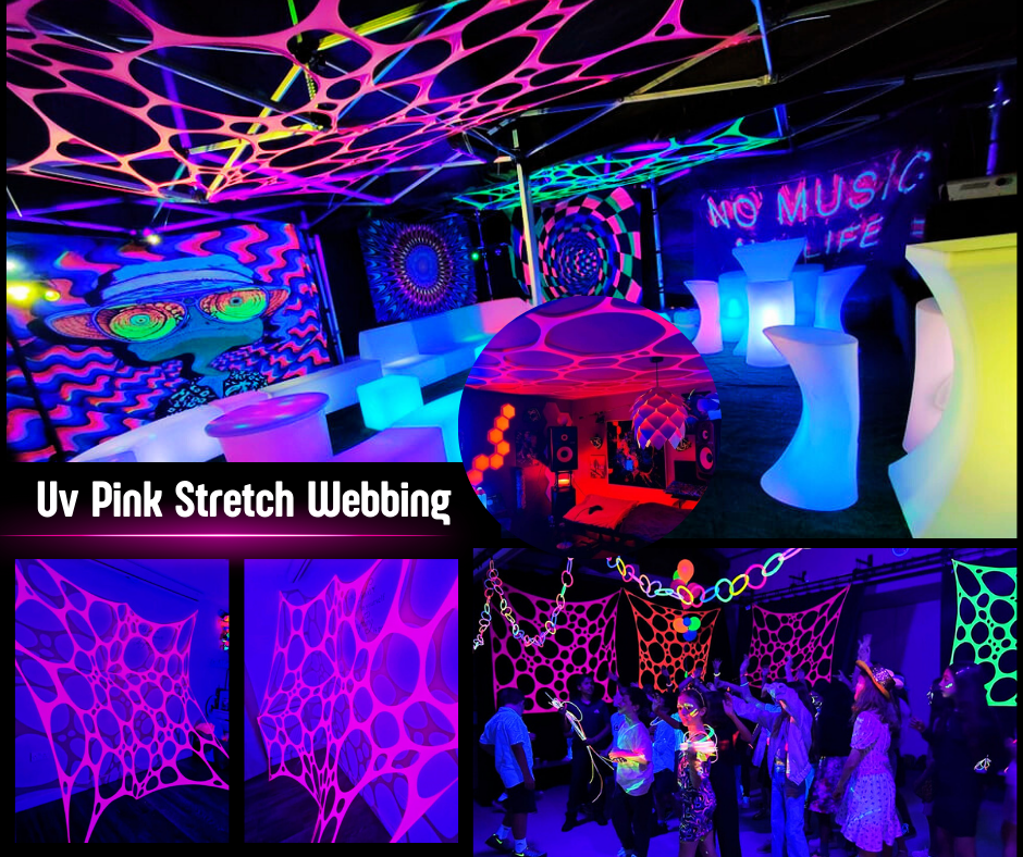 Uv reactive stretch pink neon tapestry party wall hanging decoration for events