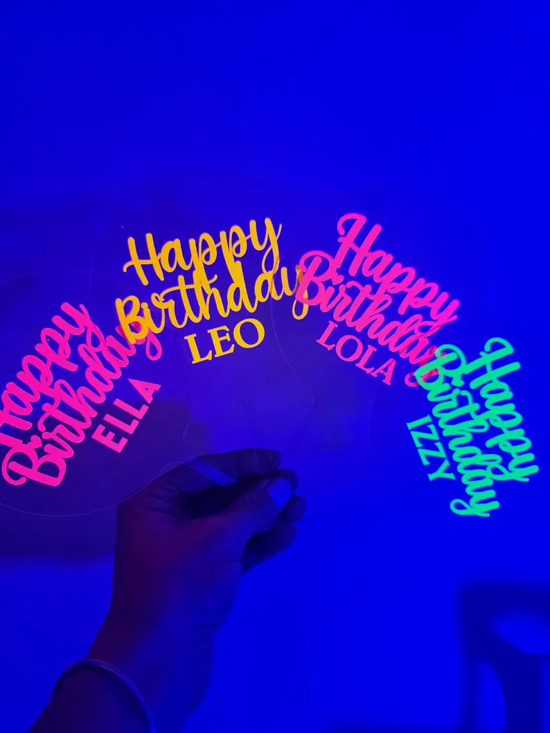 uv glow neon cake topper