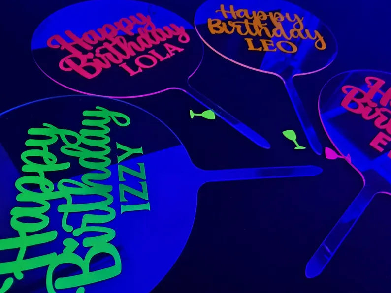 uv glow neon cake topper