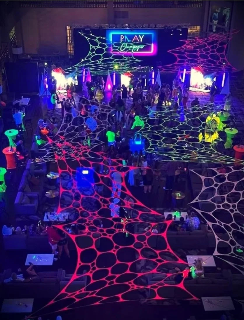 uv decor neon 4 pack event tapestry decoration webbing for glow in the dark party wall hanging