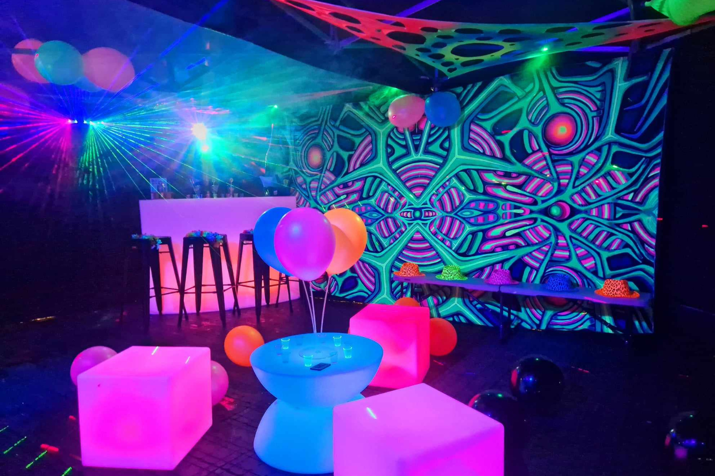 uv psychedelic party tent hire