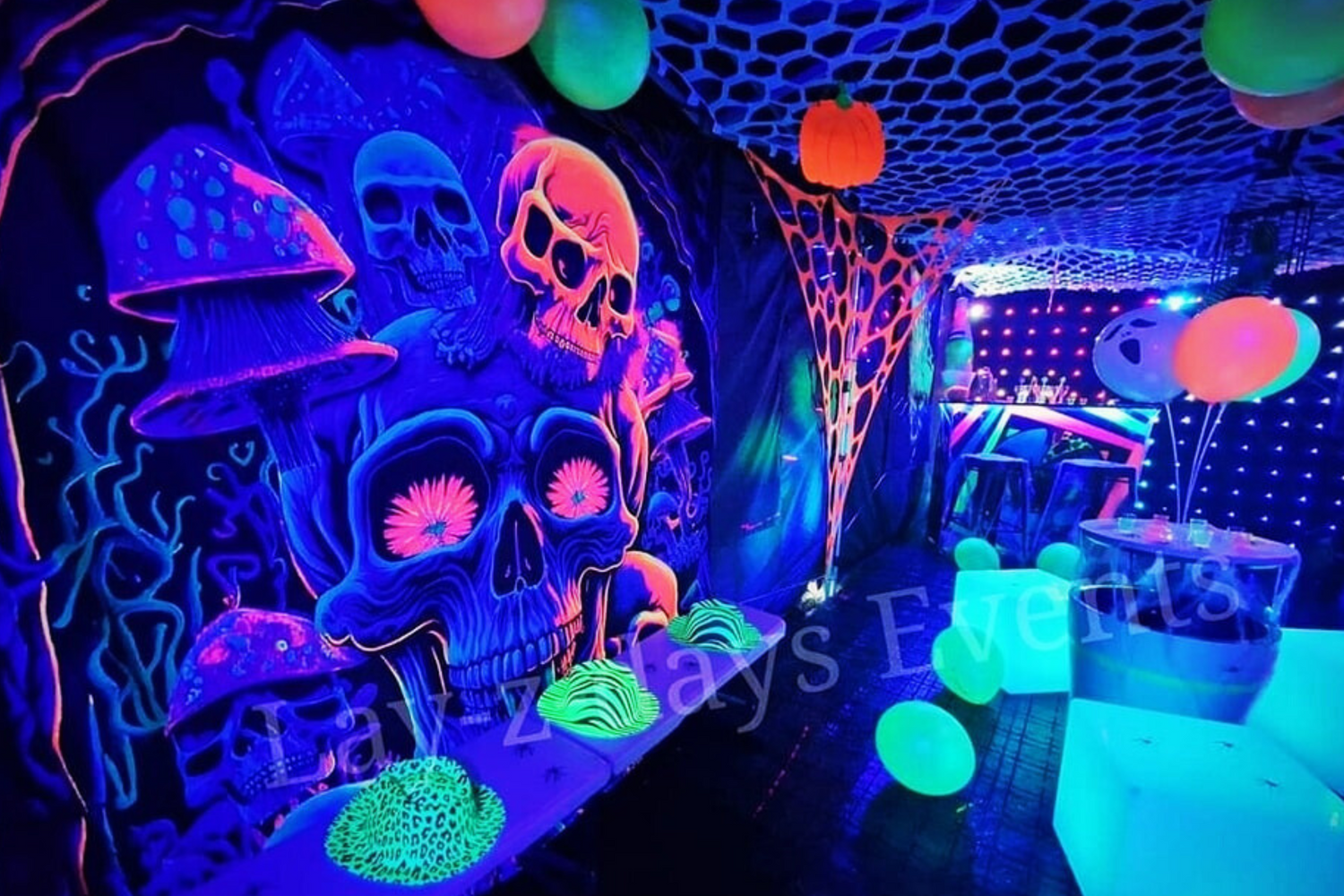 uv blacklight  halloween party tent hire