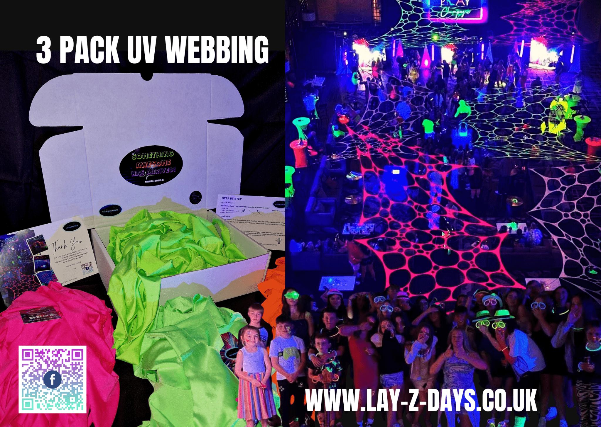 Uv Rave Tent UV Event Decoration Packs, Glow party wall & ceiling uv party supplies ...