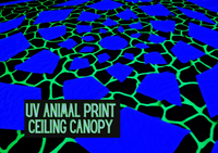 uv ceiling canopy in animal neon print design
