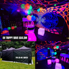 Lay-z-days Event's UV trippy rave party tent, 6x4.5 meters, featuring colorful psychedelic lighting and spacious outdoor setup.