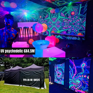  uv blacklight glow in the dark neon themed party tent hire
