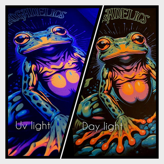 Frogs UV poster art glowing at blacklight party glow in the dark wall posters