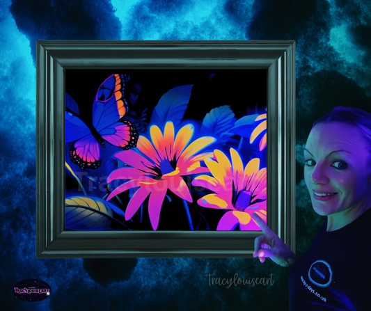 uv floral poster neon art wall decor