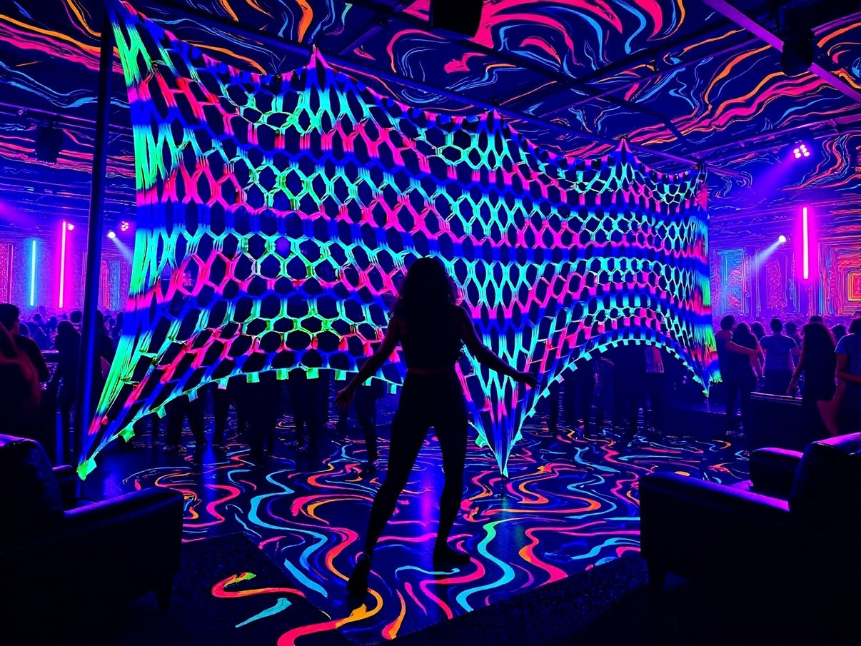 Uv blacklight neon party stretch camo netting event decoration