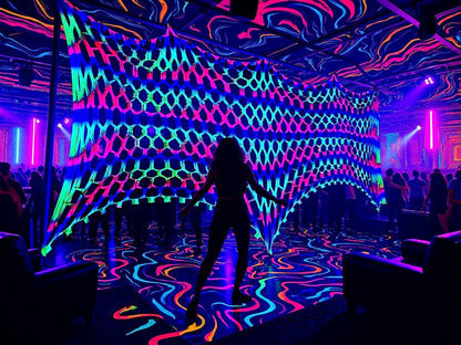 Uv blacklight neon party stretch camo netting event decoration