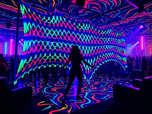 Uv blacklight neon party stretch camo netting event decoration