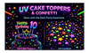 uv party canke toppers and confetti