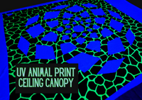 uv ceiling canopy in animal neon print design