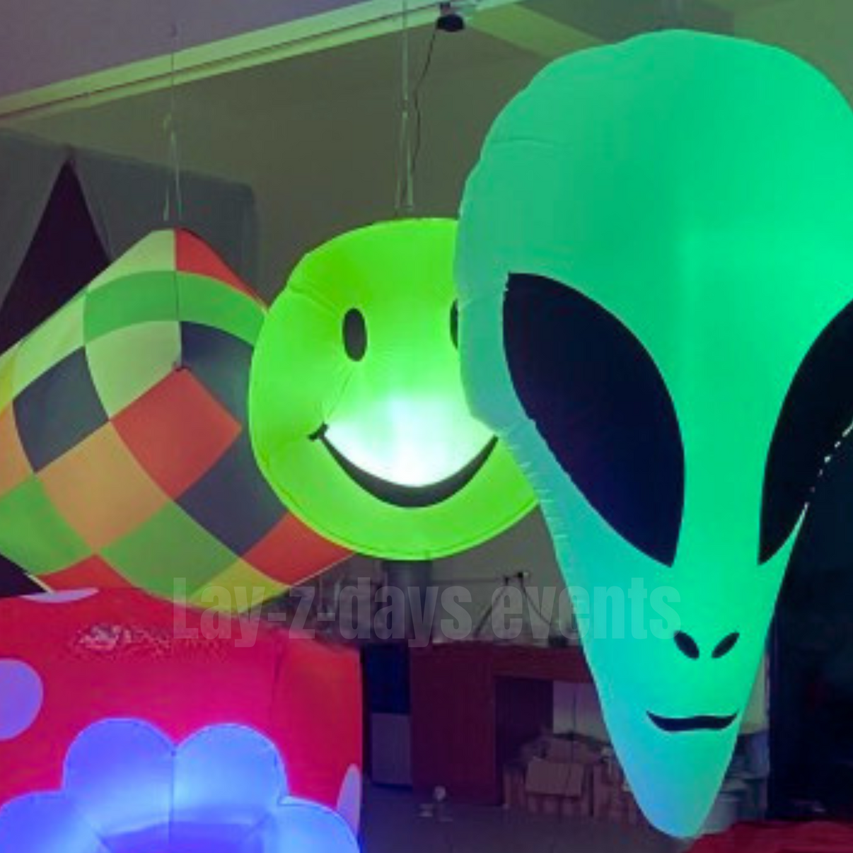 Large LED inflatable event decoration by Lay-z-days Events™, perfect for creating eye-catching party or event displays.