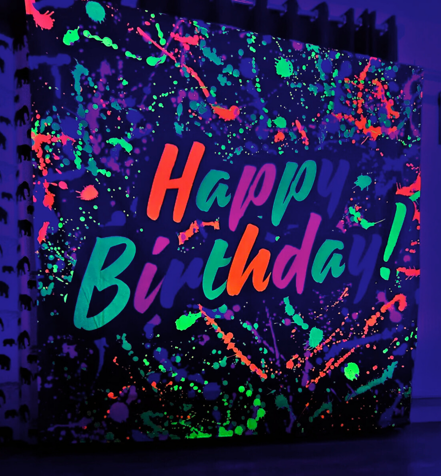 Uv Blacklight Happy birthday Tapestry