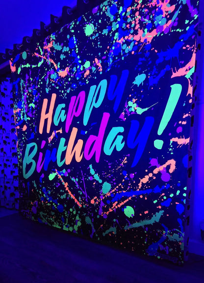 Uv Blacklight Happy birthday Tapestry