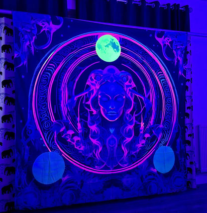 Uv Blacklight Hecate, goddess tapestry