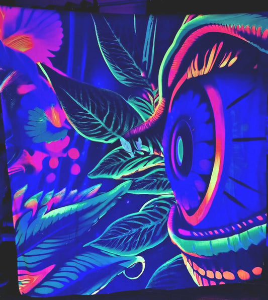 Uv Blacklight eye tapestry, wall hanging