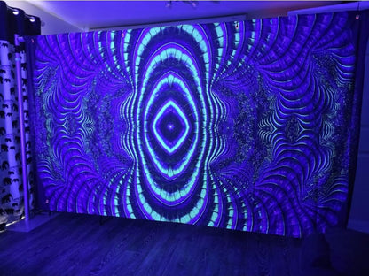 UV Reactive Fractal blacklight wall hanging tapestry