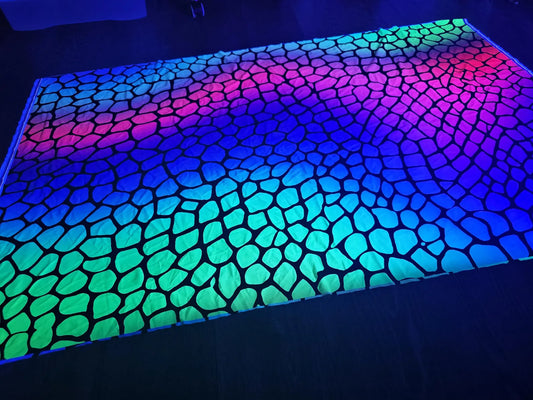 UVrainbow snake neon print fabric