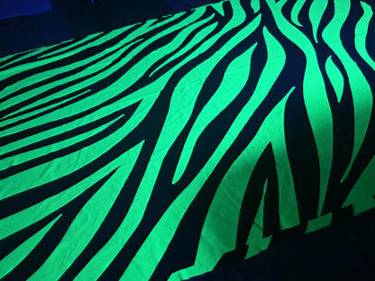 UV Green zebra  neon print fabric