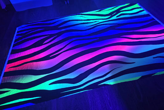UV Rainbow zebra  neon print fabric
