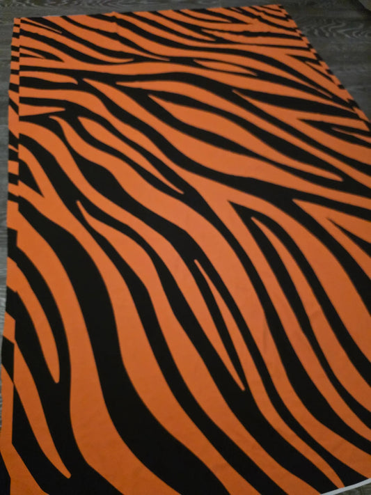 Orange zebra  print fabric - not uv